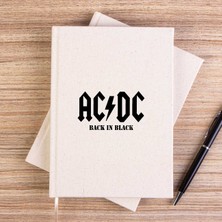 Zepplin Giyim Ac Dc Back In Black Çizgisiz Kanvas Defter Çizgisiz