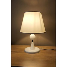 Taşcan Aydınlatma Maya Beyaz Ayaklı Abajur Masa Lambası Krem Şapka Salon Yatak Odası Abajur