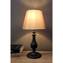 Taşcan Aydınlatma Asyo Siyah Ayaklı Abajur Masa Lambası Parlak Kahve Şapka Salon Yatak Odası Abajur