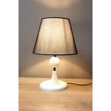 Taşcan Aydınlatma Maya Beyaz Ayaklı Abajur Masa Lambası Siyah Şapka Salon Yatak Odası Abajur