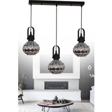 Taşcan Aydınlatma Narin 3 Lü Siyah Kutulu Sarkıt Avize Füme Camlı Yatak Odası Mutfak Salon Avize