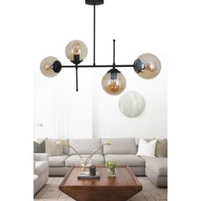 Taşcan Aydınlatma Darvin 4 Lü Siyah Avize Bal Camlı Yatak Odası Mutfak Salon Avize