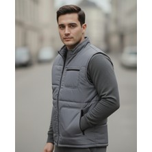 Baw Company Erkek Içi Polarlı Gri Yelek,su Geçirmez 4cepli Yelek