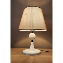 Taşcan Aydınlatma Maya Beyaz Ayaklı Abajur Masa Lambası Açık Kahve Şapka Salon Yatak Odası Abajur