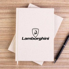 Zepplin Giyim Lamborghni Logo Text Krem Çizgisiz Kanvas Defter Çizgisiz