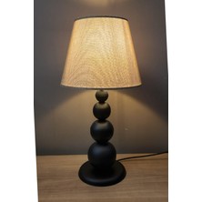 Taşcan Aydınlatma Misu Siyah Ayaklı Abajur Masa Lambası Açık Kahve Şapka Salon Yatak Odası Abajur