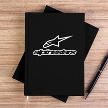 Zepplin Giyim Alpinestars Logo Text Siyah Çizgisiz Kanvas Defter Çizgisiz