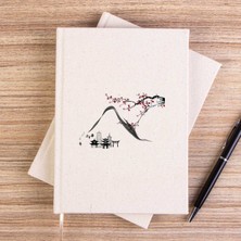 Zepplin Giyim Black Chinese Houses Scenery Çizgisiz Kanvas Defter Çizgisiz