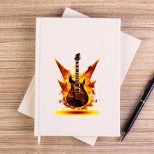 Zepplin Giyim Classic Guitar Yellow Fire Çizgisiz Kanvas Defter Çizgisiz