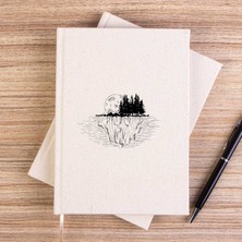 Zepplin Giyim Moon Mountain Landscape Çizgisiz Kanvas Defter Çizgisiz