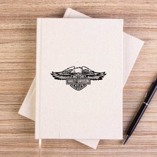 Zepplin Giyim Harley Chopper Wings Eagle Siluet Çizgisiz Kanvas Defter Çizgisiz