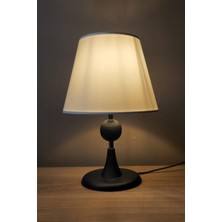 Taşcan Aydınlatma Maya Siyah Ayaklı Abajur Masa Lambası Krem Şapka Salon Yatak Odası Abajur