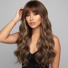 Gigi Giyim Sıcak Kahverengi Dalgalı Perçemli Peruk