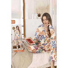 Remsa Kadın Yaprak Desen Düğmeli Saphire Pijama Takımı 0339 Sarı