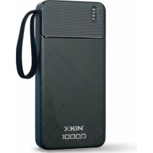 Gunkes Powerbank 10000 Mah Dahili Kablolu Taşınabilir Şarj Aleti, Hızlı Şarj 4in1 Ios Android Uyumlu Taşınabilir Şarj  Cihazı