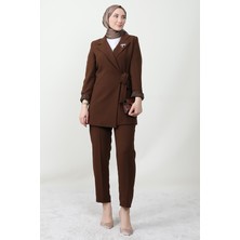 Giza Store Taşlı Broşürlü Takım Kahve