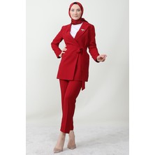 Giza Store Taşlı Broşürlü Takım Bordo