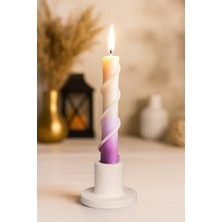 Trend Yankı Dönen Şamdan Mum (Mor-Beyaz)