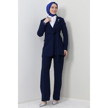 Giza Store Asimetrik Taşlı Takım Lacivert