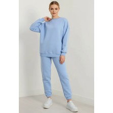 Gigi Giyim Bisiklet Yaka Düz Renk Üç Ip Kadın Eşofman Takım