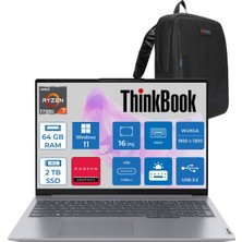 Lenovo Thinkbook 16 Gen6 Abp Amd Ryzen 7 7730U 4.5ghz 64GB 2tb SSD Amd Radeon™ Graphics Windows 11 Pro 16" Wuxga (1920X1200) IPS 300NITS Anti-Glare T21KK000WTRP34 + Zetta Çanta