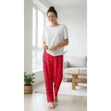 Gigi Giyim Kar Tanesi Desenli Süet Kadın Pijama Altı