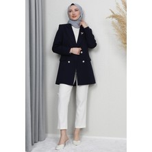 Giza Store Kelebek Broş Detay Ceket Lacivert