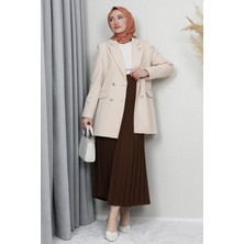 Giza Store Kelebek Broş Detay Ceket Krem