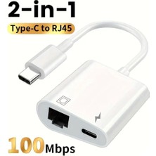 Wowssyo Type-C RJ45 Ethernet Adaptörü ve Şarj Portu ile 2'si 1 Arada RJ45 Lan Ethernet Adaptörü Tip-C Arayüz Cihazları Pc/tablet/mobil Telefon