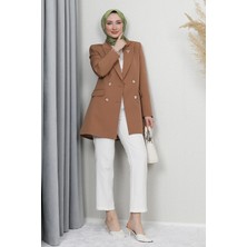 Giza Store Kelebek Broş Detay Ceket Sütlükahve