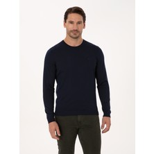 Cacharel Erkek Lacivert Slim Fit Yün Karışımlı Bisiklet Yaka Basic Triko Kazak 50318854-VR033