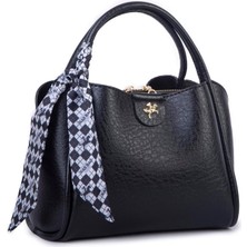 Nas Bag Fularlı Mini Boy El ve Çapraz Çanta Siyah Victoria