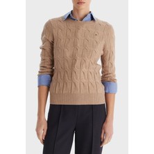 Tommy Hilfiger Yünlü Regular Fit Bisiklet Yaka Örgü Kazak Bayan Kazak WW0WW43586 Adm