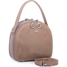 Nas Bag Mini Kadın El ve Çapraz Çanta (17X17 Cm) Vizon  Süet