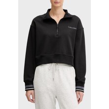 Calvin Klein Pamuklu Regular Fit Yarım Fermuarlı Dik Yaka Sweat LVGWF5W310UB1 Bayan Sweat LVGWF5W310 Ub1