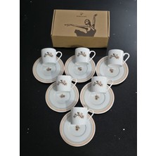 Porland Pink Flower Porselen Kahve Takımı 6 Kişilik 80 cc 12 Parça **YENİ ÜRÜN**