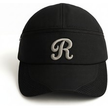 Tesbihane Isme Özel Harf Nakışlı Siyah Mikro Kumaş Ayarlanabilir Unisex Tenis Şapkası