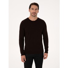 Cacharel Erkek Kahverengi Regular Fit Yün Karışımlı Fermuarlı Polo Yaka Basic Triko Kazak 50318901-VR029