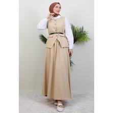 Giza Store Yelekli Etekli Takım Krem