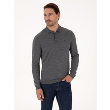 Cacharel Erkek Füme Regular Fit Yün Karışımlı Polo Yaka Basic Triko Kazak 50318855-VR058