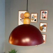 Bamyum Yimpi Vişne Çürüğü Kalın Ahşap Boncuk Başlık Avize Tekli Sarkıt Salon Dekoratif Aydınlatma Pastane