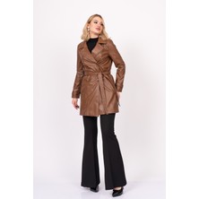 MissVina Luxesoft Belted Short Leather Trench – 2616