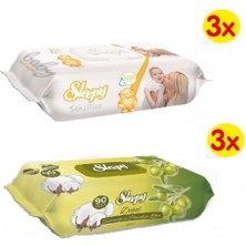 Sleepy Sensitive Zeytinyağlı Islak Havlu 540 Yaprak 6 Paket Tüm Cilt Tipleri İçin
