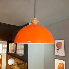Bamyum Yimpi Parlak Turuncu Avize Q Ahşap Tekli Sarkıt Salon Kuaför Cafe Dekoratif Aydınlatma Pastane