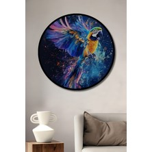 Teona Ahşap Çerçeve Görünümlü Renklerin Dansı Papağan Dekoratif Ahşap Mdf Ev Duvar Tablo Yuvarlak Ev Duvar Tablo