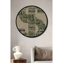 Teona Ahşap Çerçeve Görünümlü Dolar Sembolü Tipografi Ahşap Mdf Dekoratif Ev Duvar Tablo Yuvarlak Ev Duvar Tablo