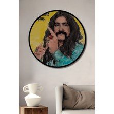 Teona Ahşap Çerçeve Görünümlü Barış Manço Ilham Veren Ahşap Mdf Dekoratif Ev Duvar Tablo Yuvarlak Ev Duvar Tablo