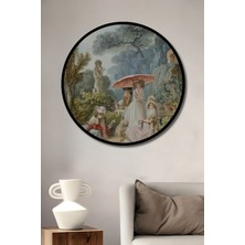 Teona Ahşap Çerçeve Görünümlü Romantik Bahçe Zarafeti Dekoratif Ahşap Mdf Ev Duvar Tablo Yuvarlak Ev Duvar Tablo