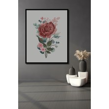 Teona Ahşap Çerçeve Görünümlü Vintage Çiçek Desenli Dekoratif Ahşap Mdf Ev Duvar Tablo Dikdörtgen Ev Duvar Tablo