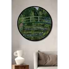 Teona Ahşap Çerçeve Görünümlü Monet Nilüferler Köprüsü Ahşap Mdf Dekoratif Tablo Yuvarlak Tablo